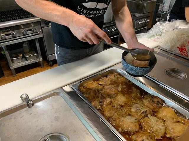 Ba's Ginger chicken serving